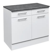 KÜCHENUNTERSCHRANK 100/90/60 cm  in Weiß, Grau  - Edelstahlfarben/Weiß, KONVENTIONELL, Holzwerkstoff/Metall (100/90/60cm) - MID.YOU
