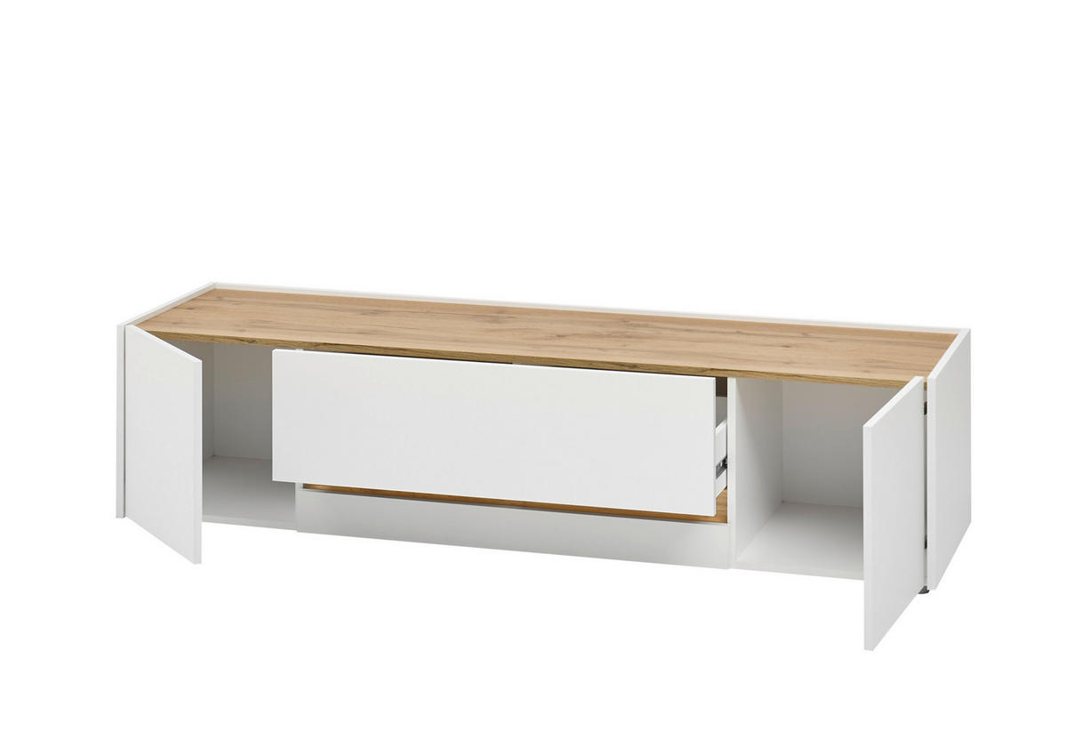 LOWBOARD  170/42/45 cm 2 Schublade(n) Beimöbel erhältlich, stehend  - Eiche Wotan/Schwarz, Design, Holzwerkstoff/Kunststoff (170/42/45cm) - Modante
