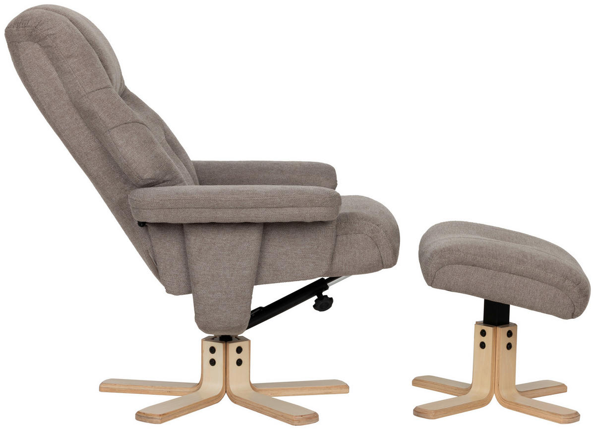 RELAXSESSELSET Webstoff    - Naturfarben/Grau, Design, Holz/Textil (80/109/79cm) - Livetastic