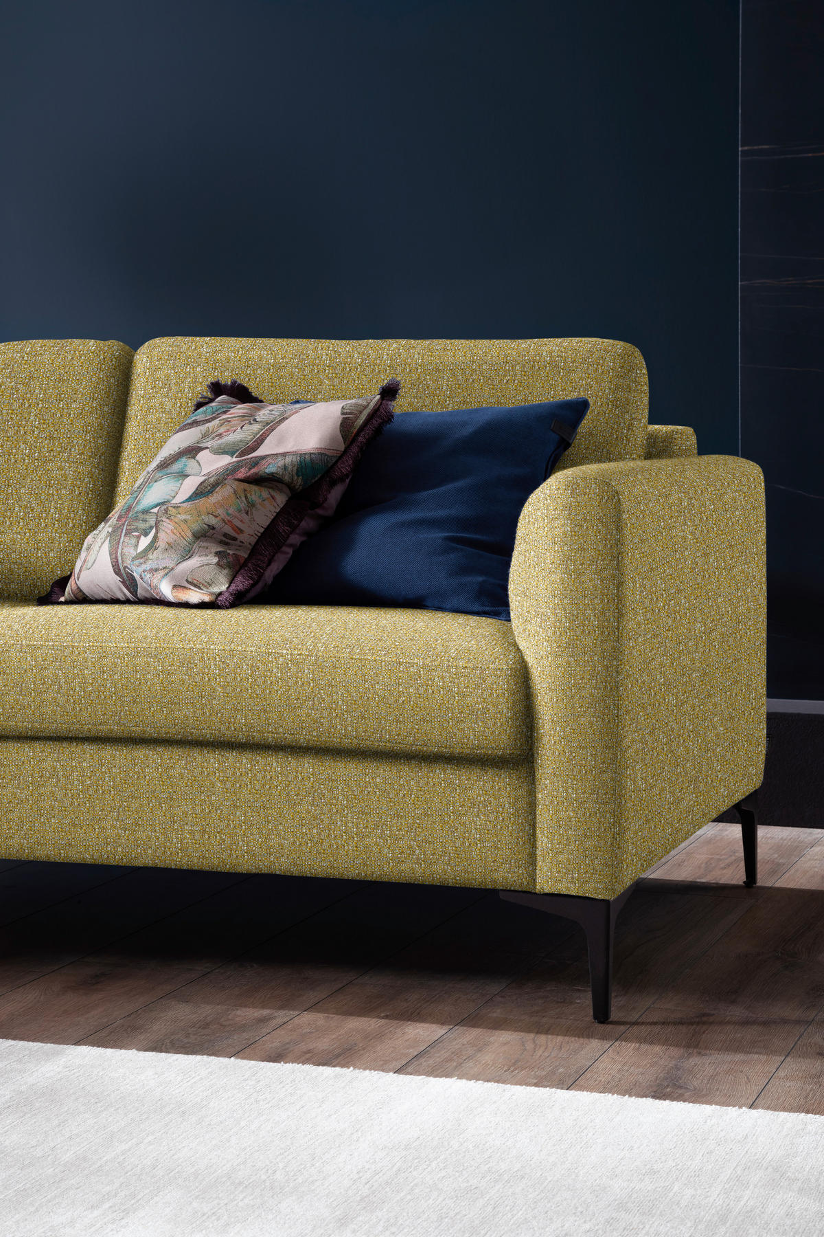 ECKSOFA in Flachgewebe Currygelb  195/310 cm  - Currygelb/Schwarz, Design, Textil/Metall (195/310cm) - Schöner Wohnen
