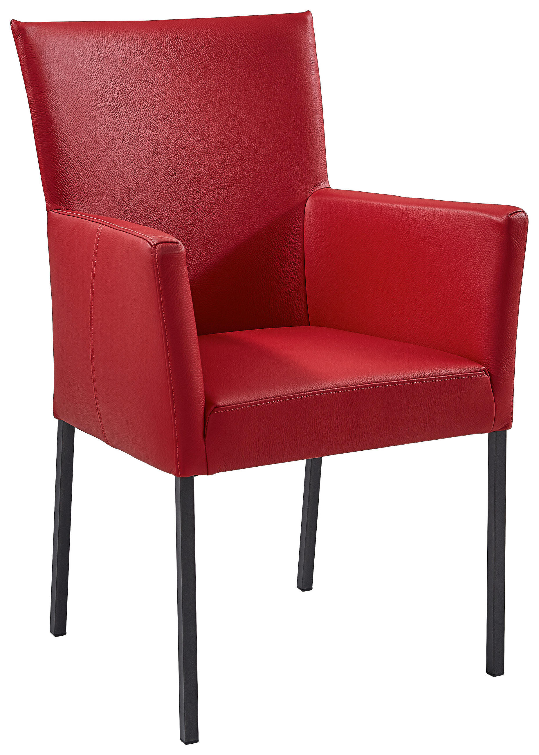 ARMLEHNSTUHL  in Echtleder pigmentiert  - Anthrazit/Rot, Design, Leder/Metall (59/91/65cm) - Musterring