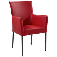 ARMLEHNSTUHL  in Echtleder pigmentiert  - Anthrazit/Rot, Design, Leder/Metall (59/91/65cm) - Musterring