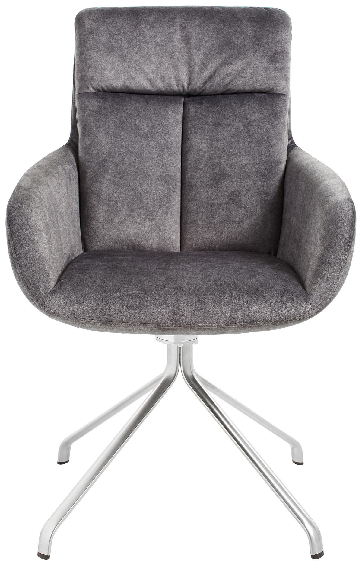 ARMLEHNSTUHL drehbar  in Stahl Velours  - Edelstahlfarben/Anthrazit, Design, Textil/Metall (61/90/64cm) - Venjakob
