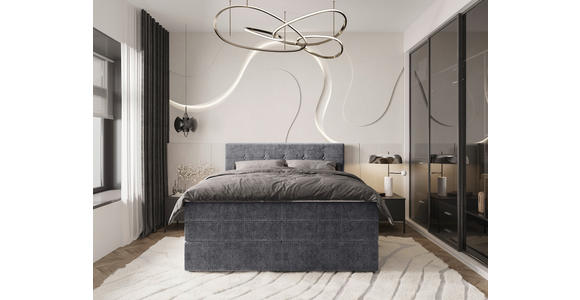 BOXSPRINGBETT 200/200 cm  in Grau  - Schwarz/Grau, KONVENTIONELL, Kunststoff/Textil (200/200cm) - Carryhome