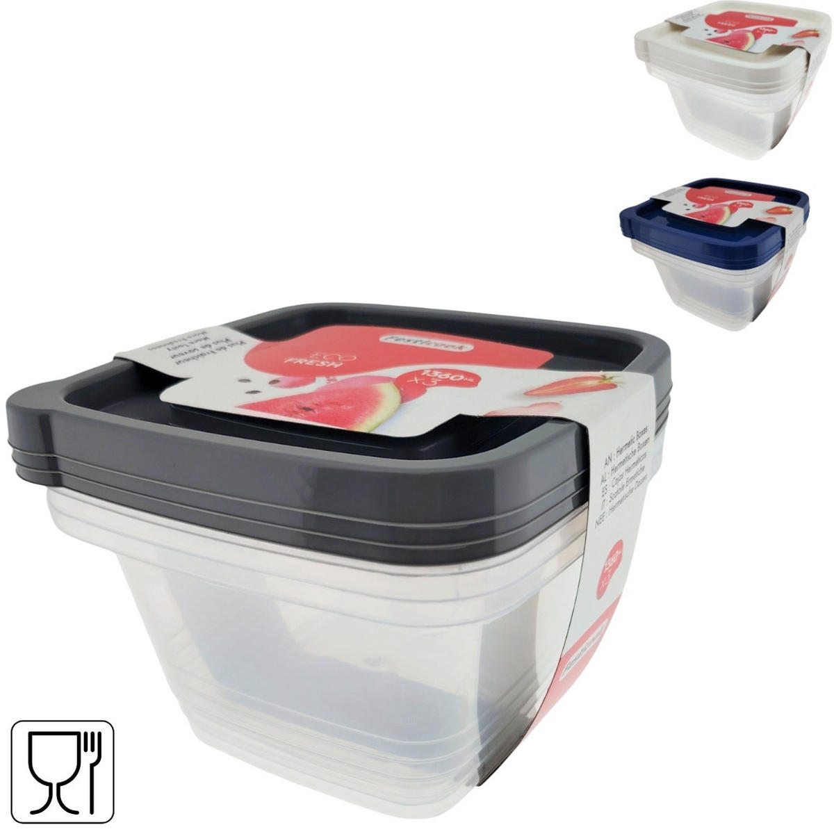 SET POSUDA ZA ZALIHE    - višebojno, Basics, plastika (1360ml)