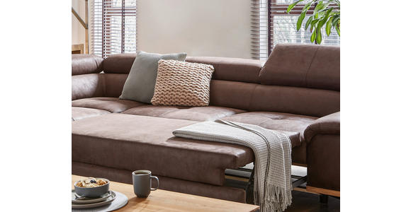 ECKSOFA Dunkelgrau Webstoff  - Dunkelgrau/Schwarz, Natur, Holz/Textil (226/282cm) - Novel