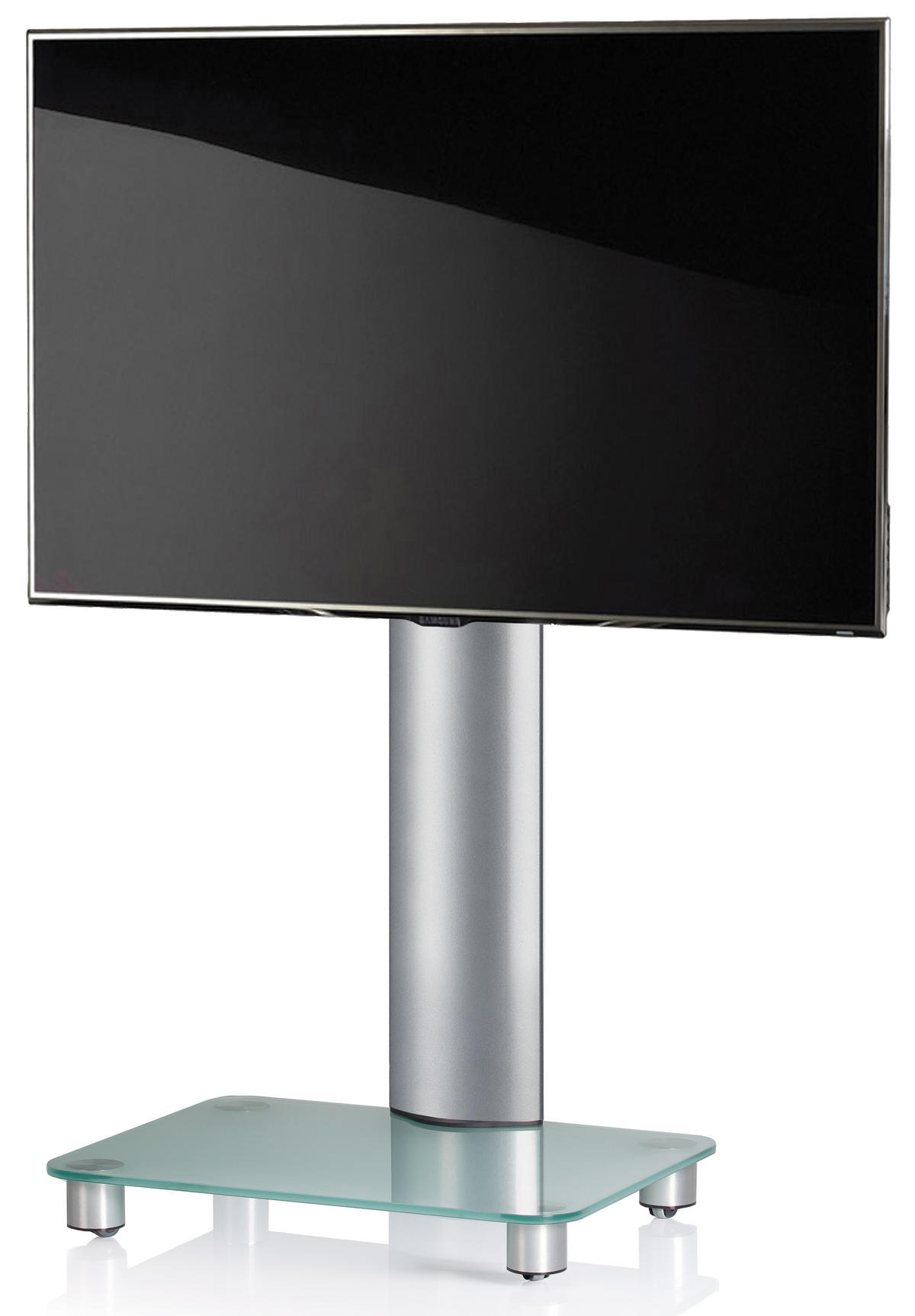 TV-Rack in Klar/Silberfarbe - Klar/Silberfarben, Konventionell, Glas/Metall (60/100/44cm) - MID.YOU