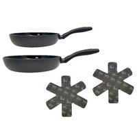PFANNENSET Pfanne mit Waben Aluminium 2-teilig  - Schwarz, Basics, Metall - Johann Lafer