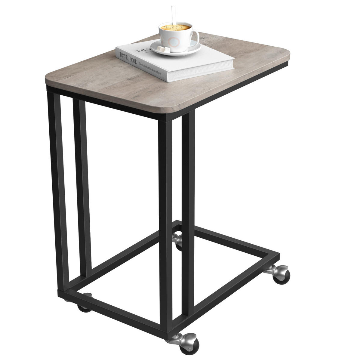 BEISTELLTISCH 50/35/59,5 cm Schwarz, Greige quadratisch  - Greige/Schwarz, MODERN, Holzwerkstoff/Metall (50/35/59,5cm) - MID.YOU