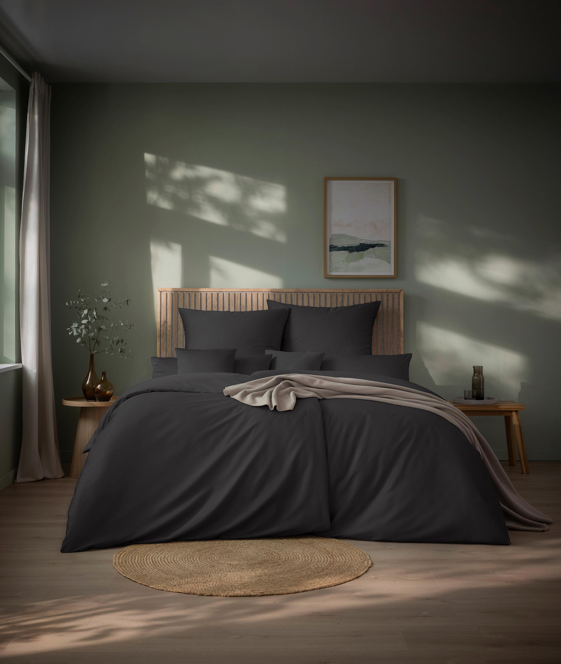 BETTWÄSCHE Atelier Makosatin 200/220 cm  - Anthrazit, Design, Textil (200/220cm) - Estella