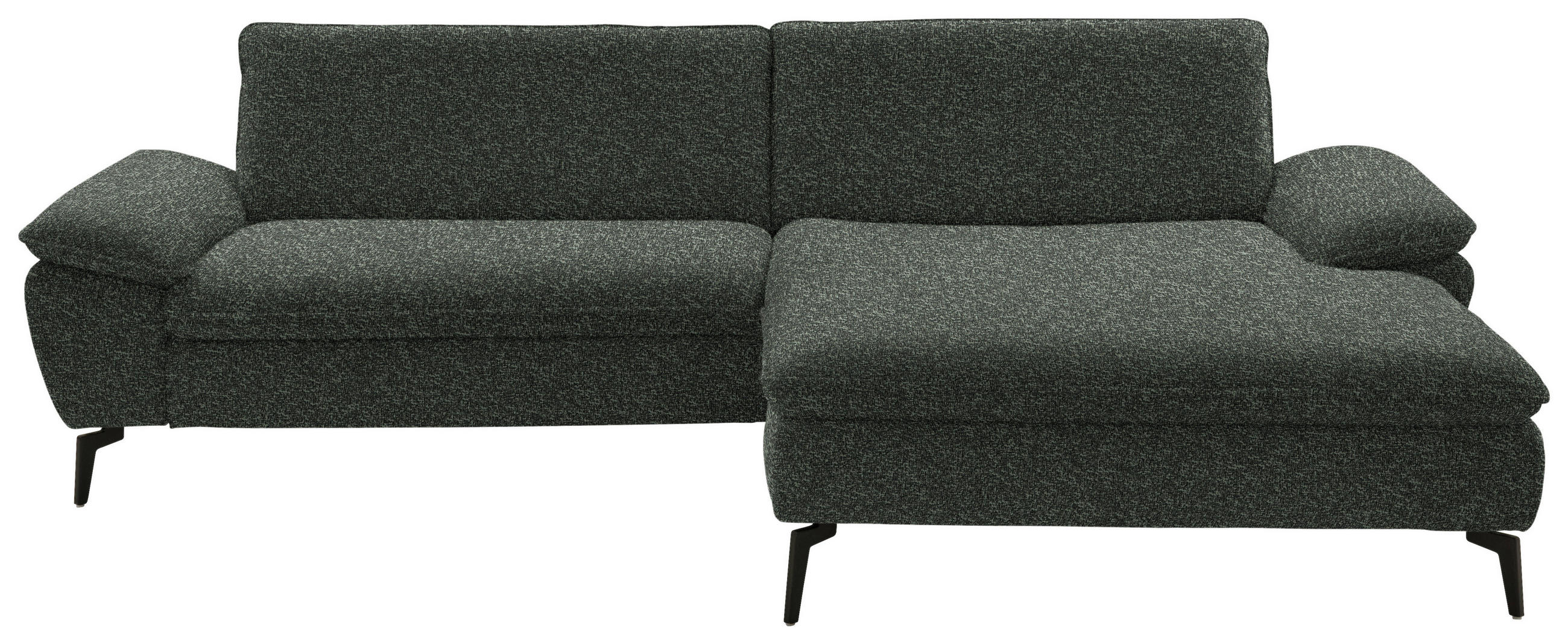 ECKSOFA in Webstoff Dunkelgrün  295/197 cm  - Dunkelgrün/Schwarz, Design, Textil/Metall (295/197cm) - Valdera