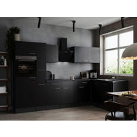 ECKKÜCHE 310/172 cm  in Grau, Schwarz  - Silberfarben/Schwarz, Design, Holzwerkstoff/Metall (310/172cm) - Respekta