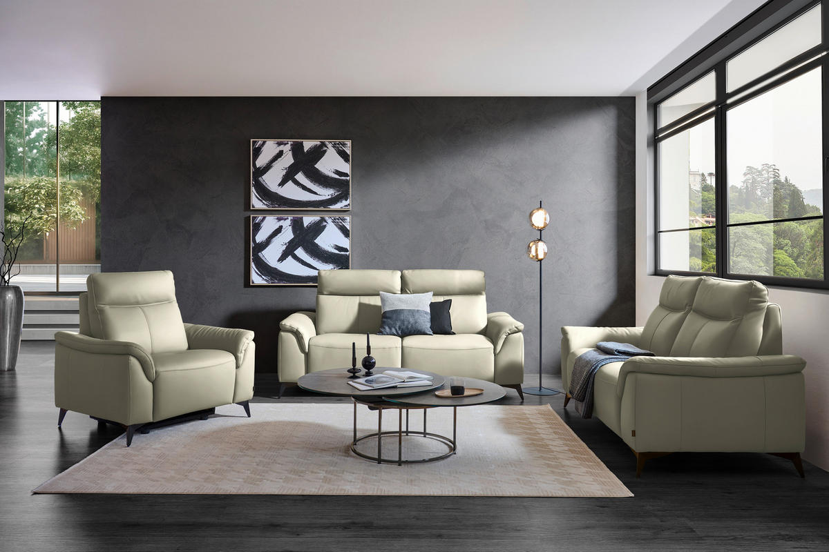 FOTELJA koža  srebrne boje   - srebrne boje/crna, Design, koža/metal (116/105/98cm) - Belluti