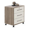 ROLLCONTAINER Weiß, Sonoma Eiche  - Edelstahlfarben/Weiß, MODERN, Holzwerkstoff/Kunststoff (44/58/40cm) - MID.YOU