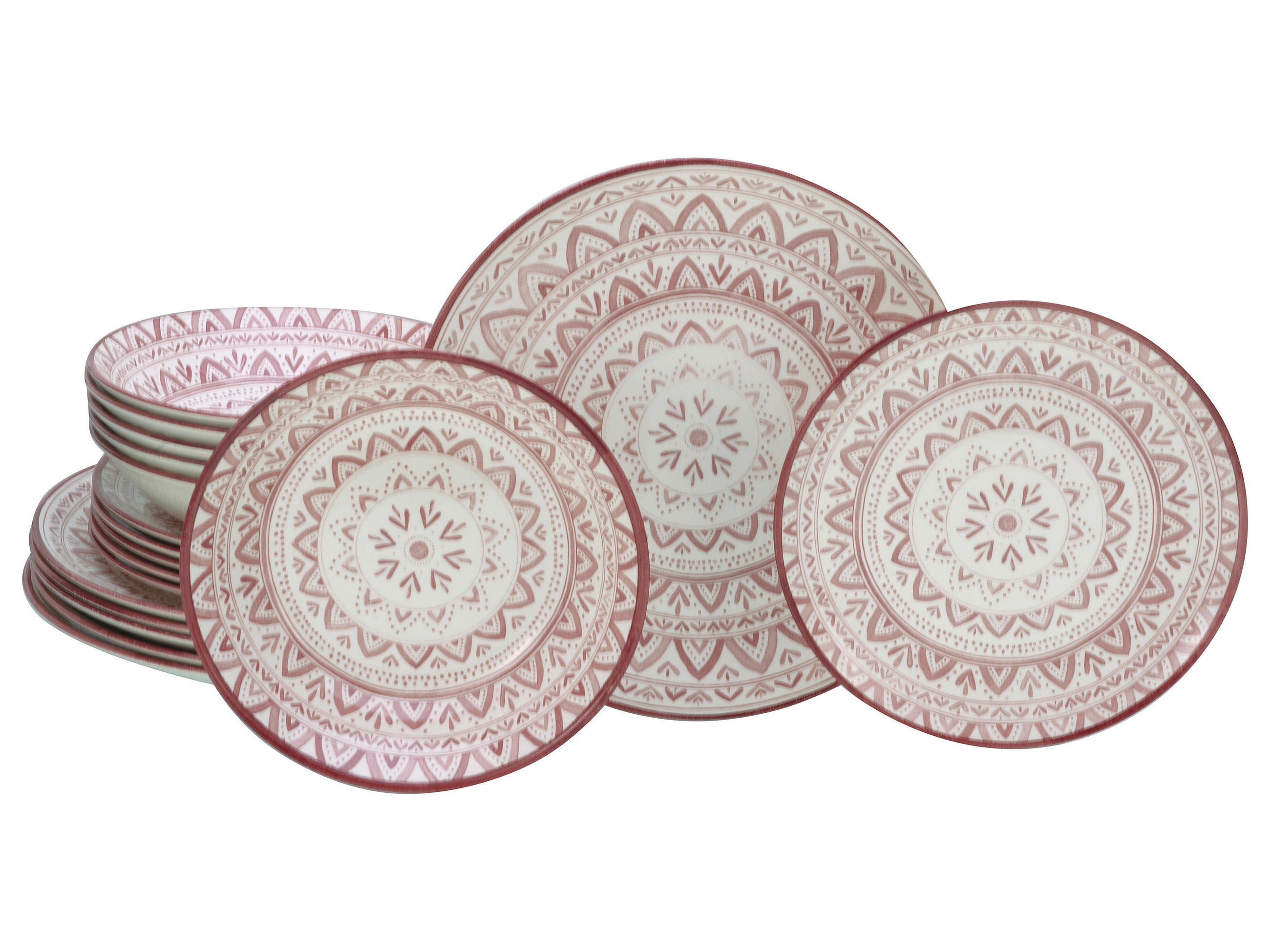 TAFELSERVICE Multicolor, Weiß, Rostfarben Mexico rot 18-teilig  - Rostfarben/Multicolor, Basics, Keramik (31/30/32cm) - Creatable