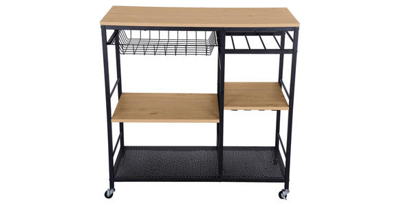 SERVIERWAGEN Naturfarben, Schwarz  - Schwarz/Naturfarben, Trend, Holzwerkstoff/Kunststoff (86/40/86cm) - Xora