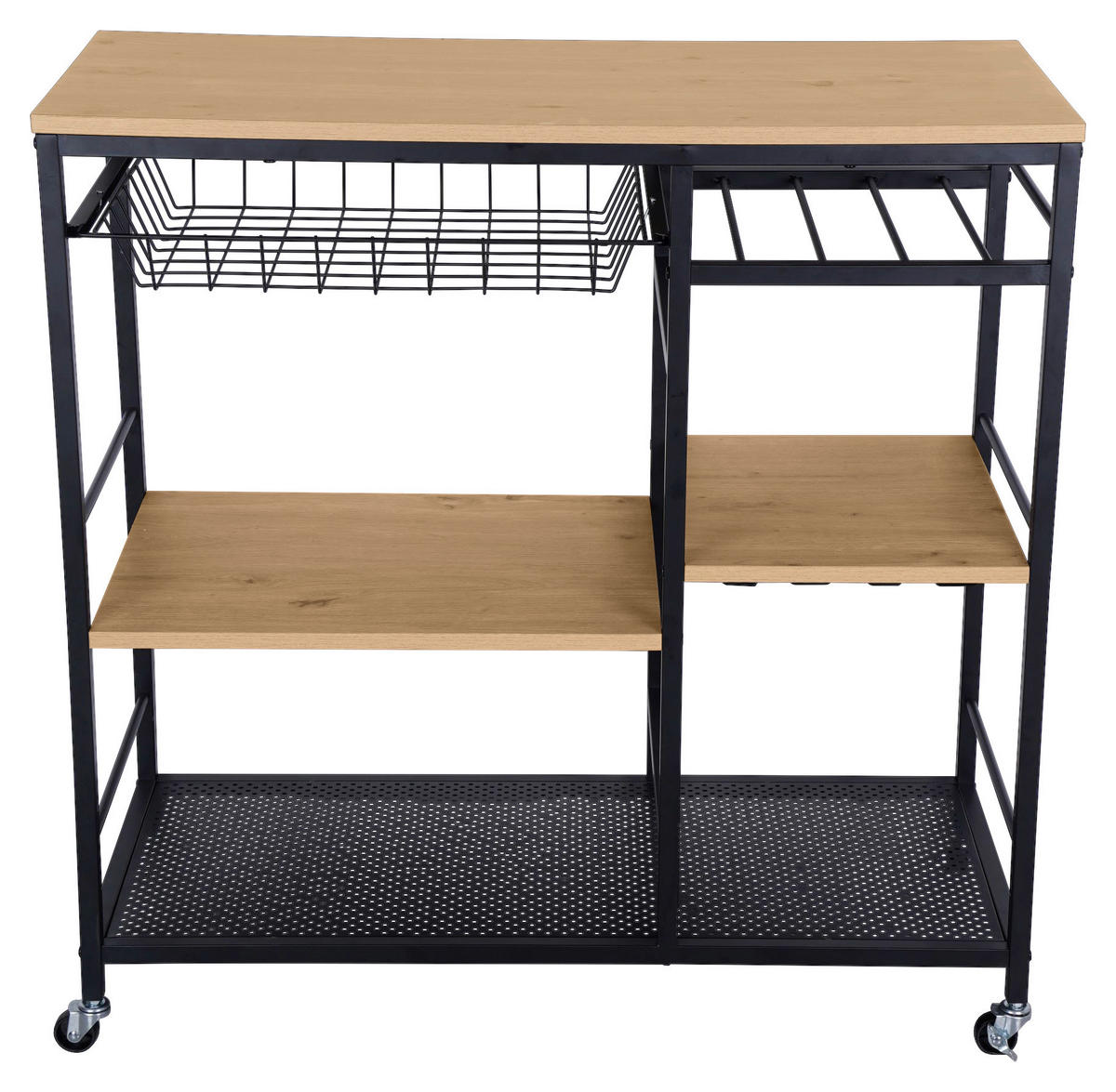 SERVIERWAGEN Naturfarben, Schwarz  - Schwarz/Naturfarben, Trend, Holzwerkstoff/Kunststoff (86/40/86cm) - Xora