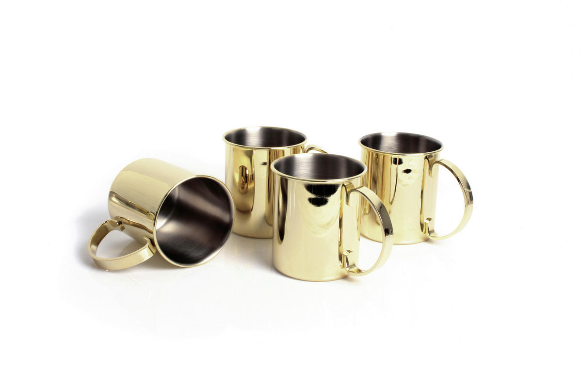 MUGGSET 4 delar  - guldfärgad, Basics, metall (16.2/11.4/11.3cm) - Echtwerk