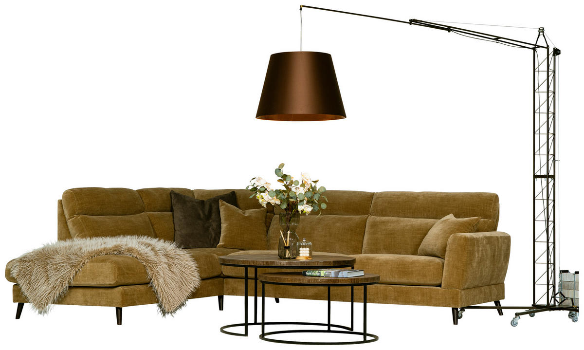 SOFFA i flatväv brun  - brun/mörkbrun, Klassisk, metall/trä (302/98/235/101cm) - Novel