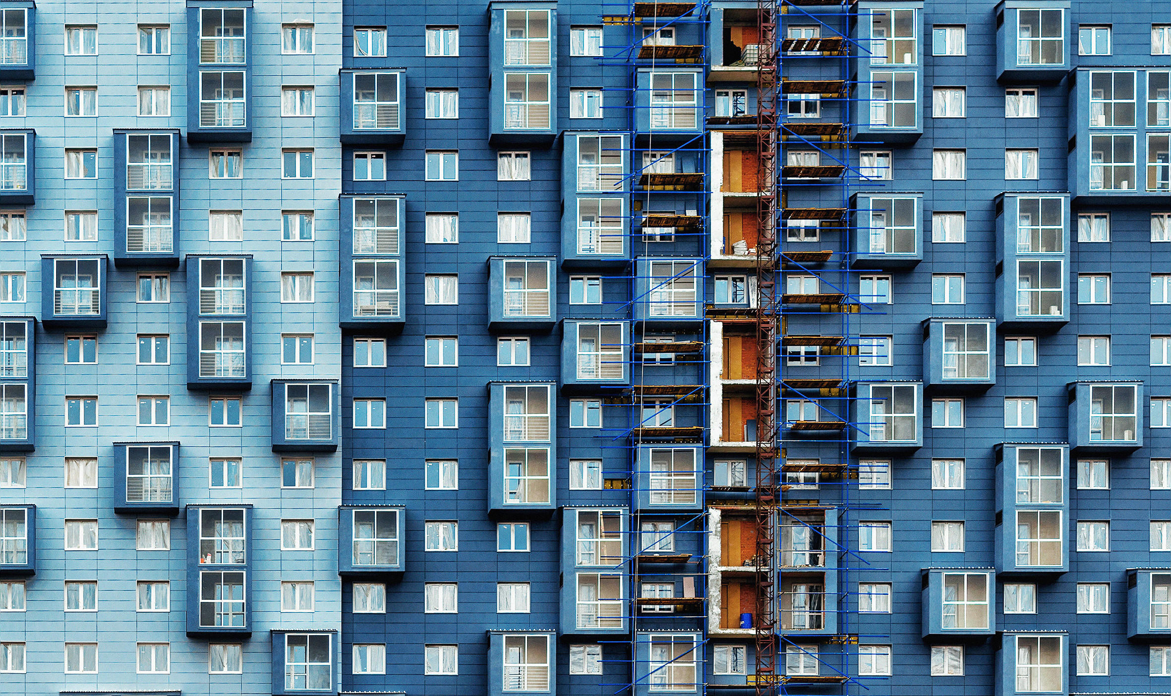 ALUMINIUMBILD Architektur 118/70 cm  - Blau, Design, Kunststoff/Metall (118/70cm)