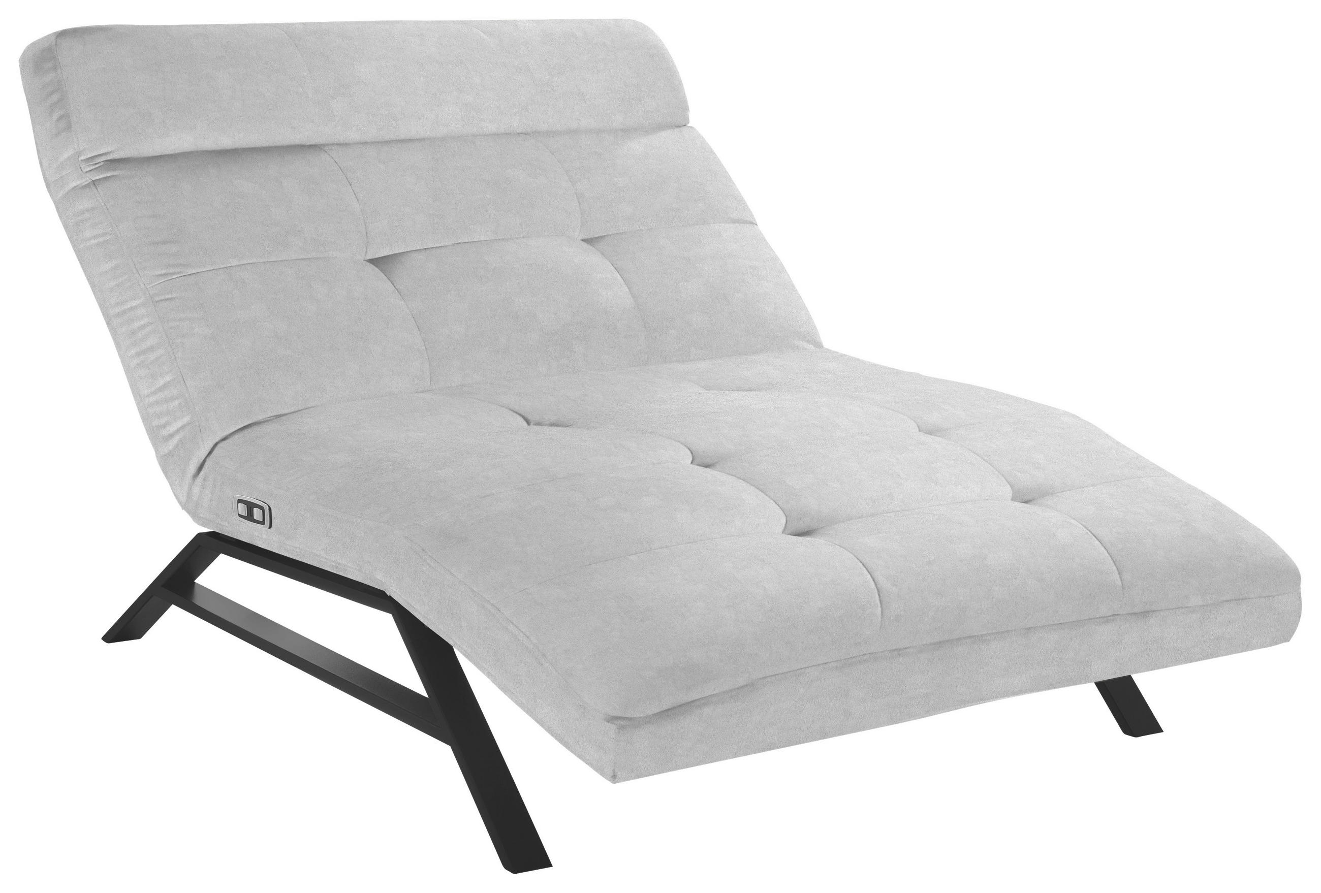 Liege mit motorischer Relaxfkt Mikrofaser Hellgrau  - Hellgrau/Schwarz, Design, Textil/Metall (120/46/158cm) - Pure Home Lifestyle