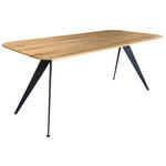 ESSTISCH Eiche massiv rechteckig Schwarz, Eichefarben  - Eichefarben/Schwarz, LIFESTYLE, Holz/Metall (160/90/75cm) - Linea Natura