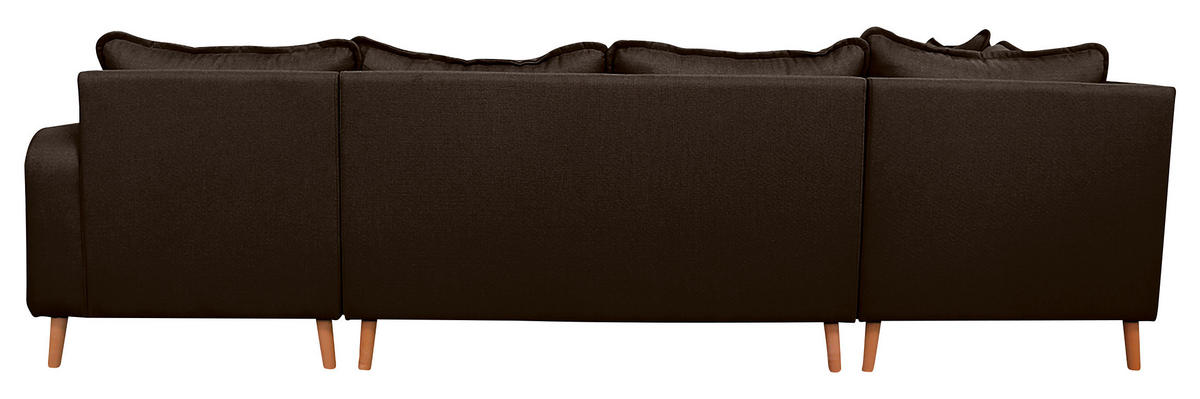 WOHNLANDSCHAFT Dunkelbraun Textilgeflecht  - Wengefarben/Dunkelbraun, Design, Holz/Textil (167/296/170cm) - Livetastic