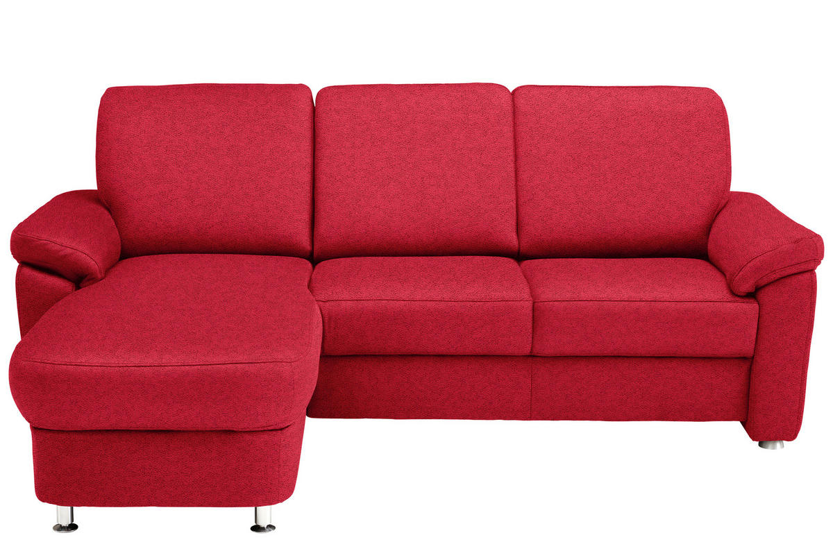 ECKSOFA in Flachgewebe Hellrot  - Chromfarben/Hellrot, Konventionell, Textil/Metall (163/250cm) - Beldomo System