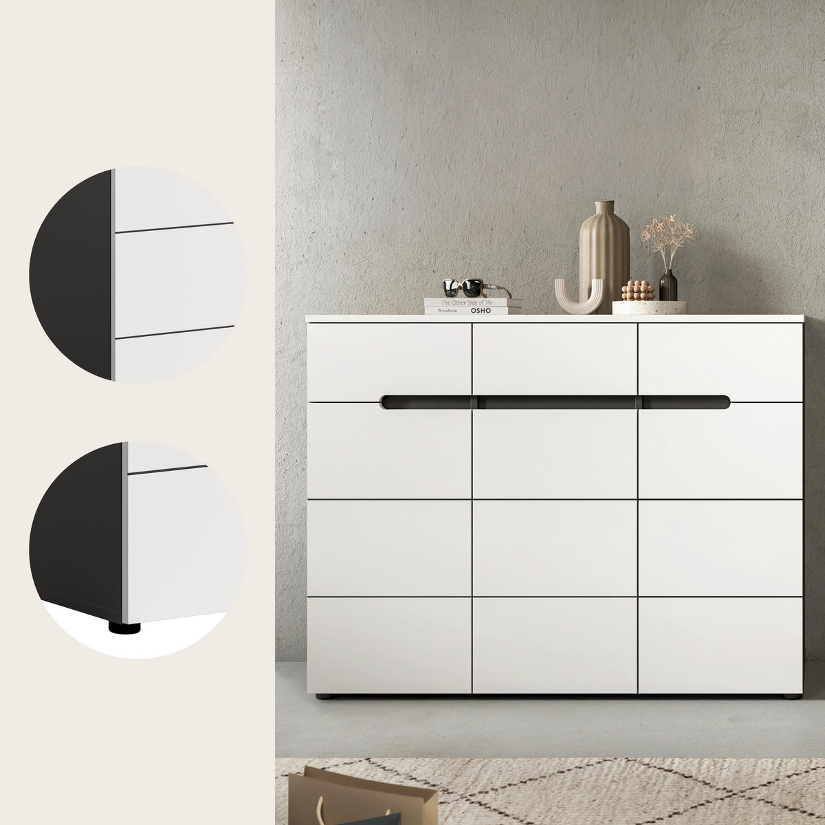 SCHUHSCHRANK  in 120/94/37 cm  - Schwarz/Weiß, Design, Holzwerkstoff/Kunststoff (120/94/37cm) - Livetastic