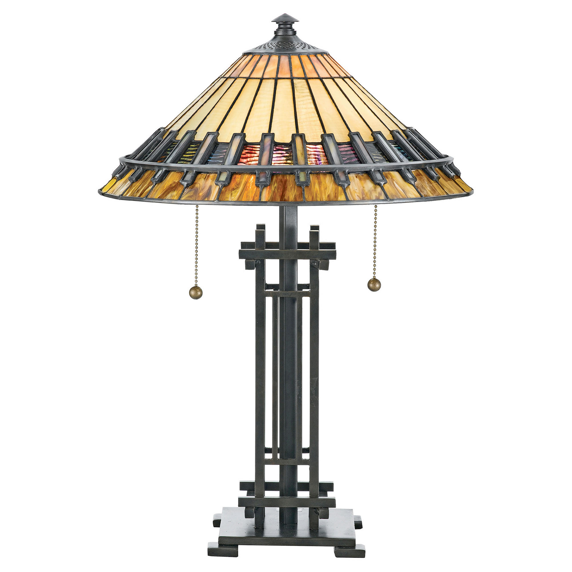 TISCHLEUCHTE 39.4/57,2 cm   - Dunkelbraun/Multicolor, KONVENTIONELL, Glas/Metall (39.4/57,2cm) - Elstead Lighting