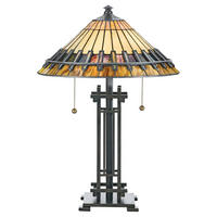 TISCHLEUCHTE Chastain 39.4/57,2 cm   - Dunkelbraun/Multicolor, KONVENTIONELL, Glas/Metall (39.4/57,2cm) - Elstead Lighting