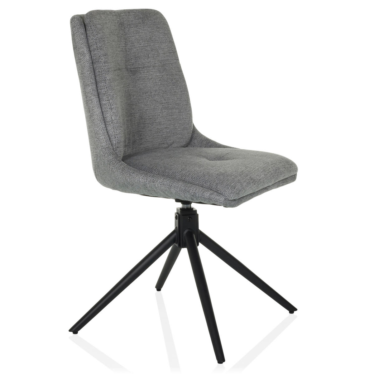 BESUCHERSTUHL  in Flachgewebe Grau  - Schwarz/Grau, MODERN, Textil/Metall (53/89/58cm) - MID.YOU