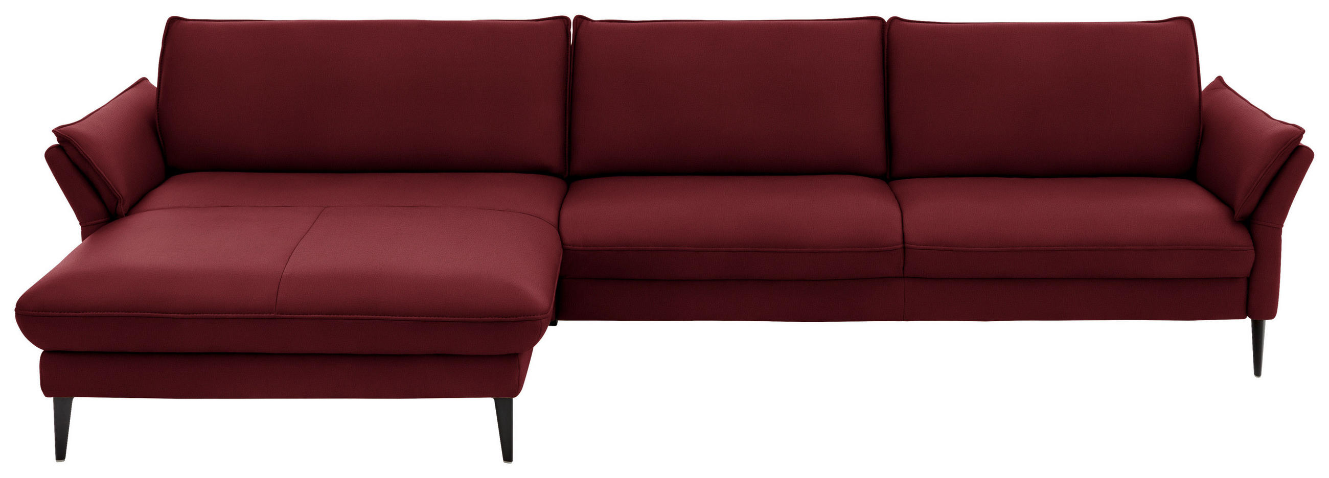 ECKSOFA in Echtleder Rot  - Rot/Schwarz, Design, Leder/Metall (172/334cm) - Valdera