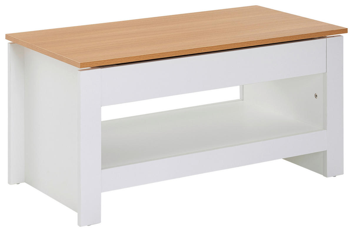 COUCHTISCH 85/47/45 cm rechteckig Weiß, Eichefarben  - Eichefarben/Weiß, MODERN, Holzwerkstoff (85/47/45cm) - MID.YOU