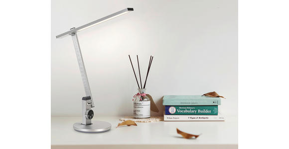 LED-SCHREIBTISCHLEUCHTE 19/65/45,2 cm - Silberfarben/Schwarz, Basics, Kunststoff/Metall (19/65/45,2cm) - Novel