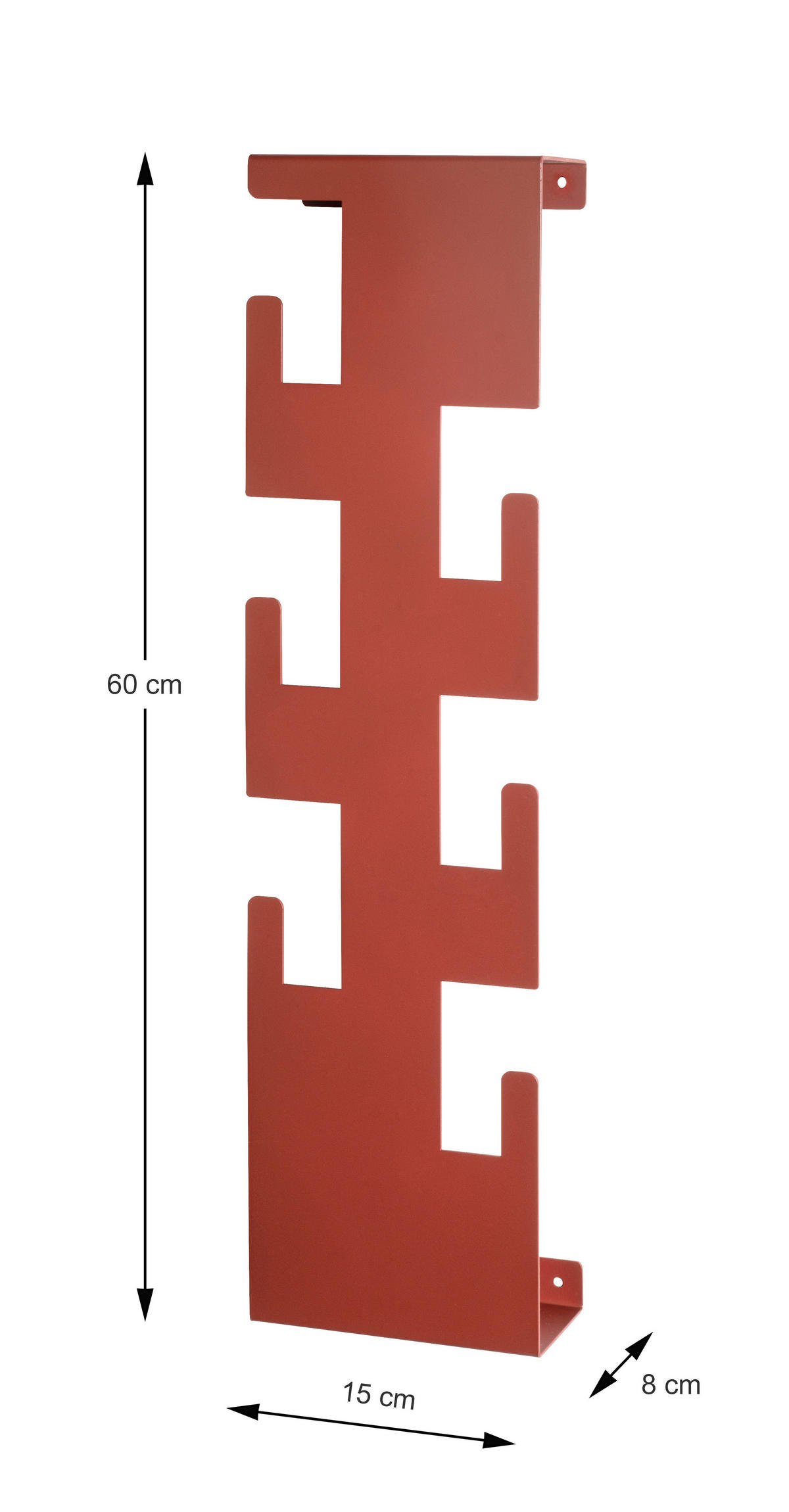 WANDGARDEROBE - Rot, Design, Metall (15/60/8cm)
