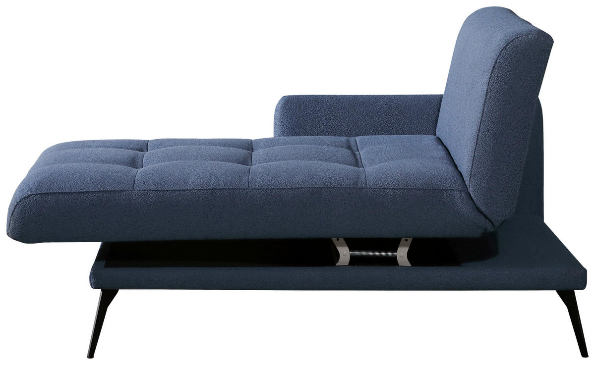 RÉCAMIERE Dunkelblau  - Schwarz/Dunkelblau, KONVENTIONELL, Textil/Metall (200/85/106cm) - Novel