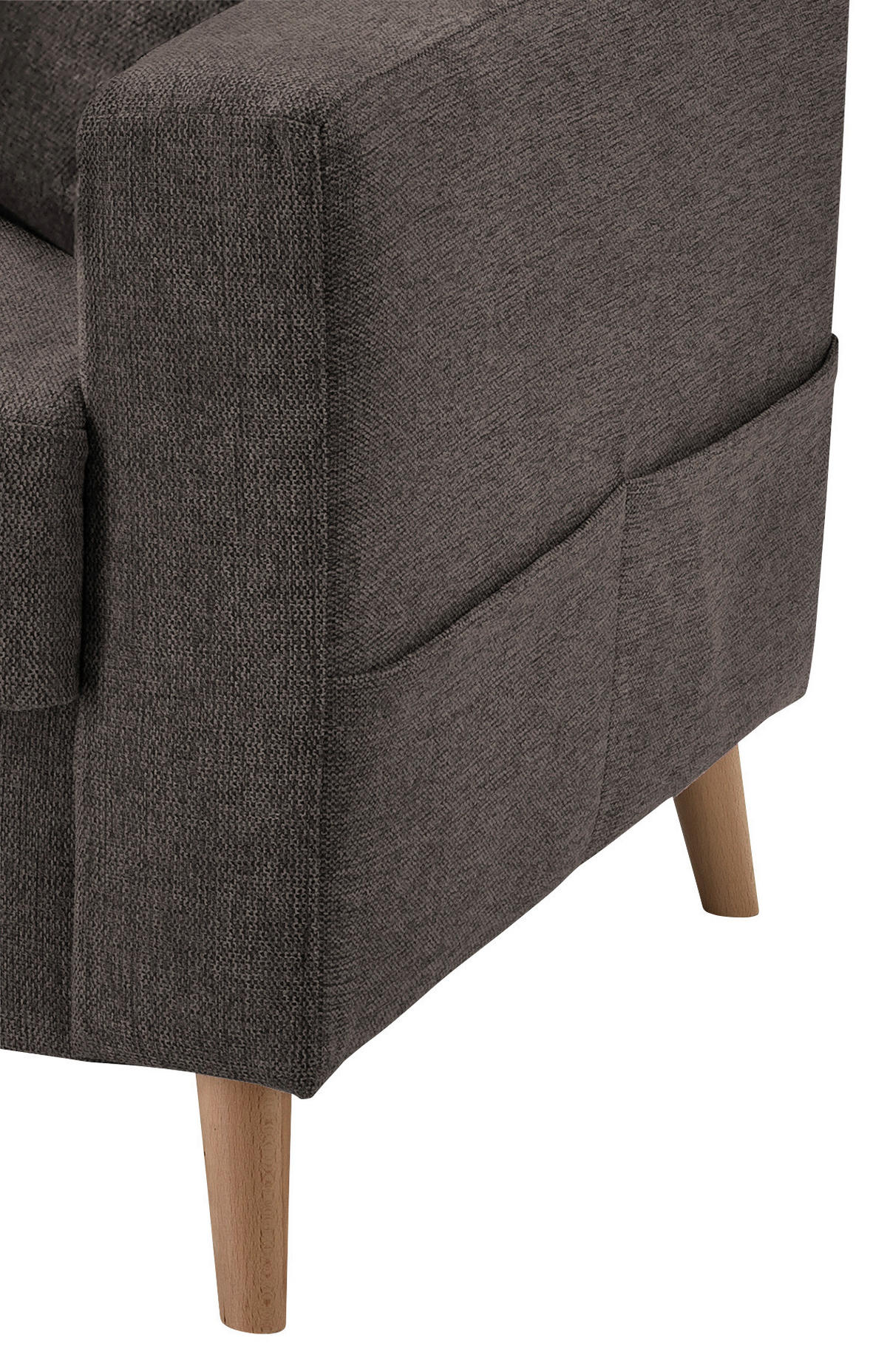 ECKSOFA in Struktur Braun  200/230 cm  - Naturfarben/Braun, KONVENTIONELL, Holz/Textil (200/230cm) - P & B