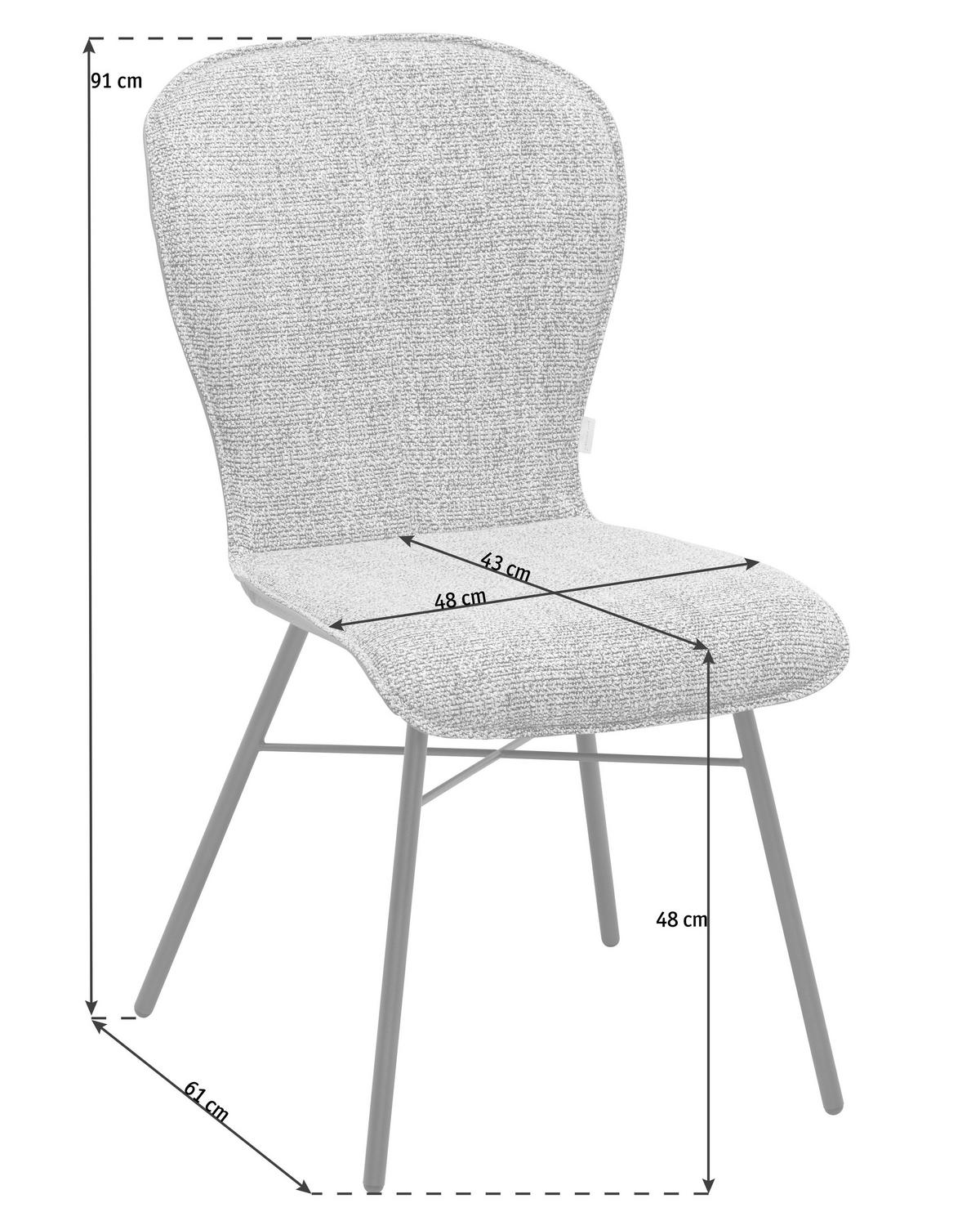 STUHL  in Stahl Webstoff Echtleder pigmentiert Metall, Textil, Leder  - Anthrazit/Naturfarben, Design, Leder/Textil (48/91/61cm) - Bert Plantagie