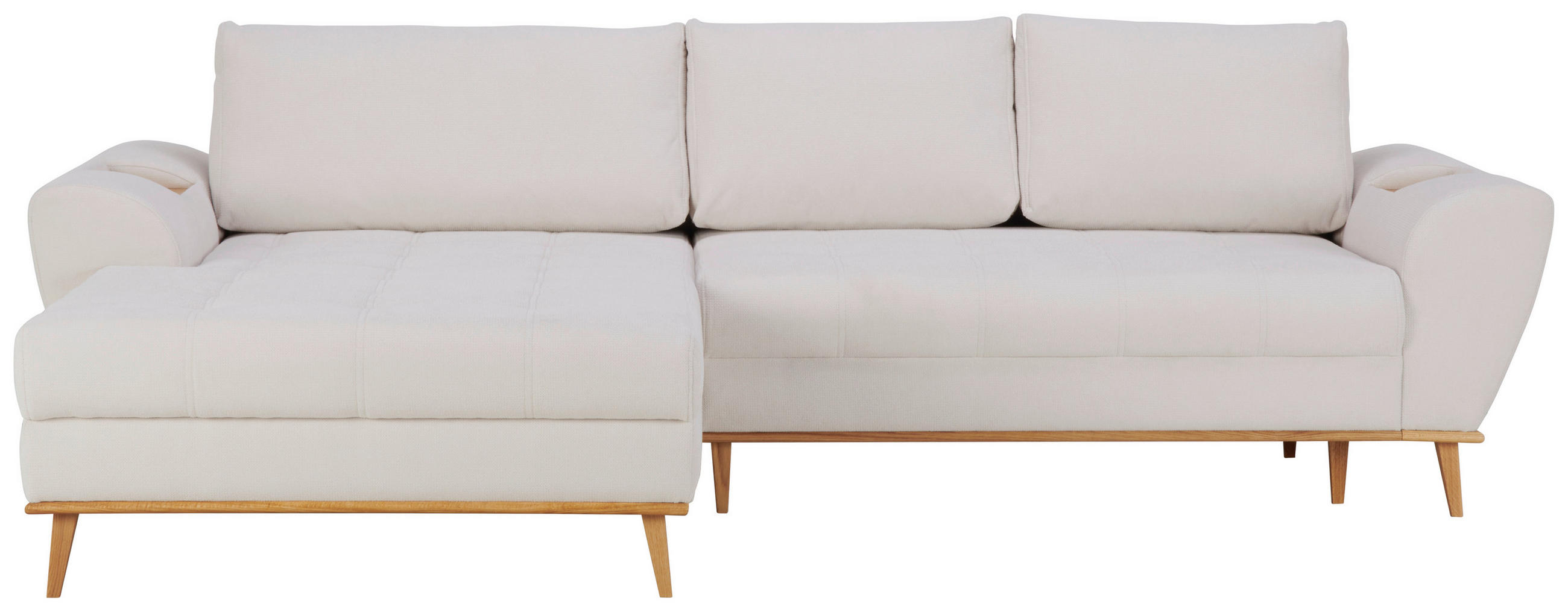 ECKSOFA Creme Webstoff  - Eichefarben/Creme, Design, Holz/Textil (175/282cm) - Carryhome