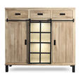 HIGHBOARD  148/135/42 cm 3 Schublade(n)  - Graubraun/Schwarz, LIFESTYLE, Glas/Holz (148/135/42cm) - Landscape