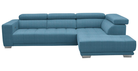 ECKSOFA in Mikrofaser Pastellblau  - Chromfarben/Pastellblau, Design, Textil/Metall (301/207cm) - Xora