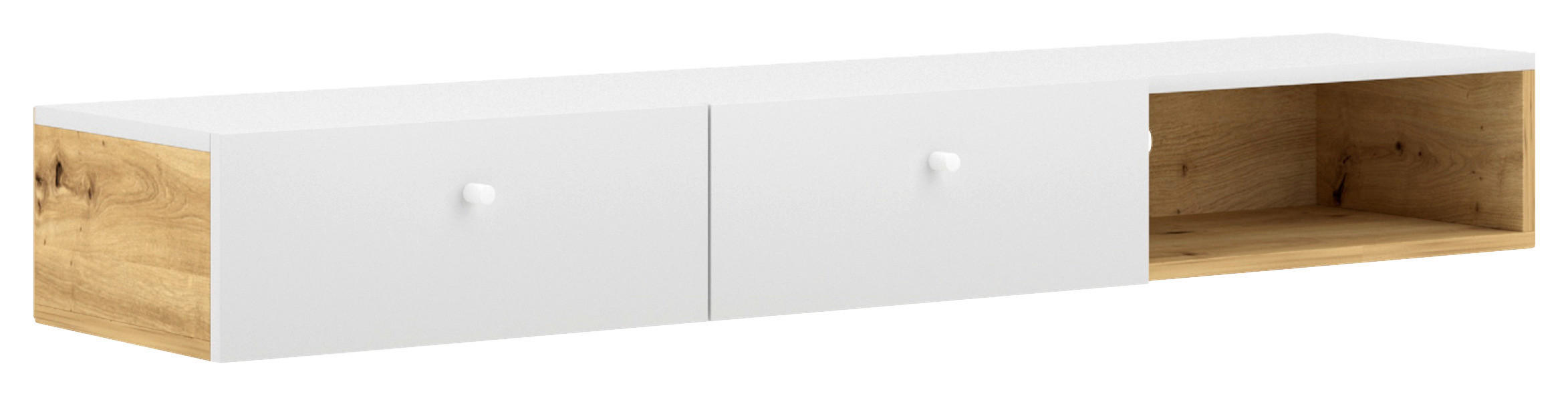 ZÁVESNÁ SKRINKA, 140/30/18 cm - biela/farba duba, Design, kompozitné drevo/plast (140/30/18cm) - MID.YOU