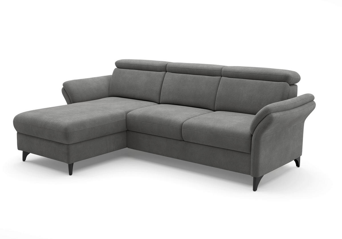 ECKSOFA GLENDALE E Grau Flachgewebe  - Schwarz/Grau, KONVENTIONELL, Textil/Metall (166/253cm) - Sit & More