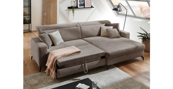 ECKSOFA inkl. Funktion Taupe Cord  - Taupe/Schwarz, KONVENTIONELL, Textil/Metall (290/178cm) - Cantus