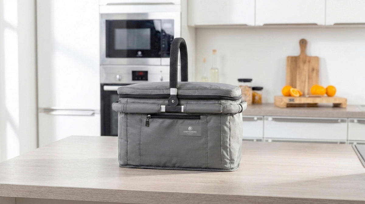 EINKAUFSKORB  - Anthrazit, Basics, Kunststoff/Textil (50/30/8.5cm) - CHEF CUISINE