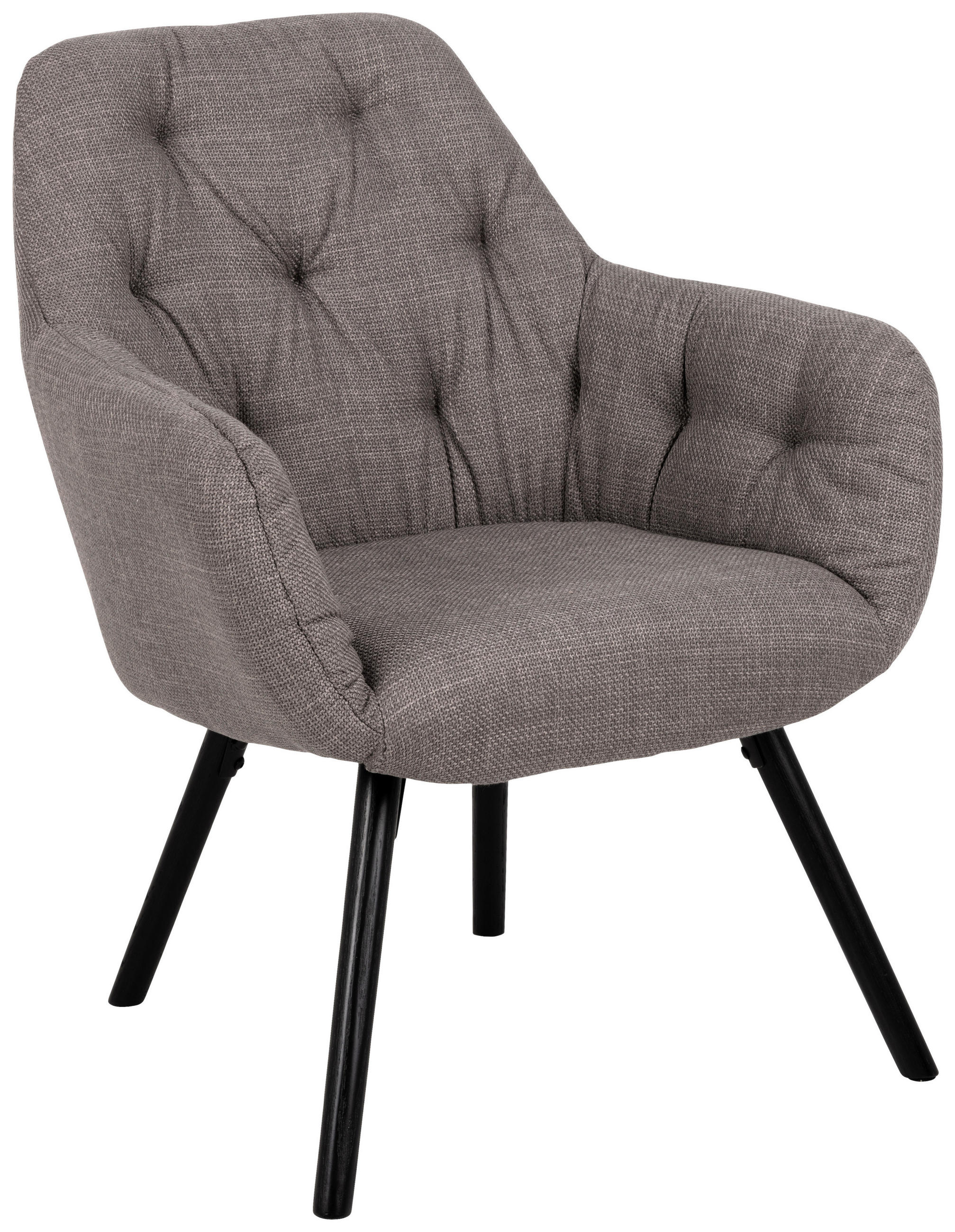 SESSEL in Struktur Braun, Hellgrau  - Hellgrau/Schwarz, Design, Holz/Textil (70,5/87/67,5cm) - Livetastic