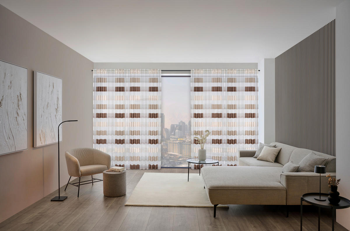 FERTIGVORHANG  halbtransparent   140/245 cm  - Taupe, Basics, Textil (140/245cm) - Dieter Knoll