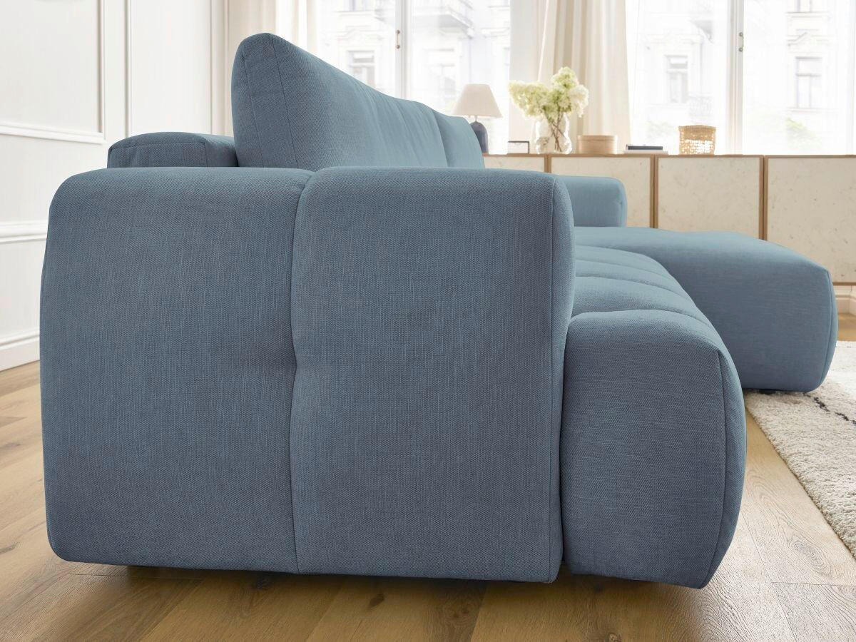 ECKSCHLAFSOFA FUJI Leinenoptik Hellblau  inkl.  - Schwarz/Hellblau, MODERN, Kunststoff/Textil (292/160cm)