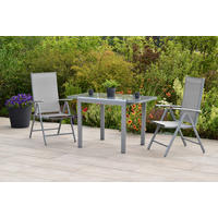 GARTENSET 3-teilig Aluminium  - Silberfarben/Braun, MODERN, Kunststoff/Metall - Gardenson